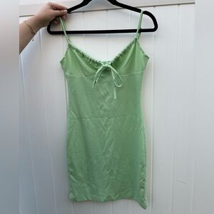 Light Green Slip Dress with Tie Front